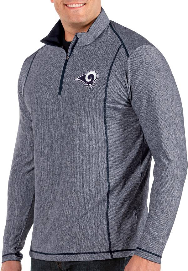 Antigua Men's Los Angeles Rams Tempo Navy Quarter-Zip Pullover