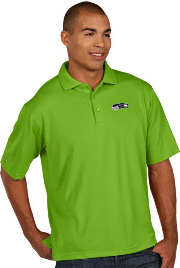 Antigua Men's Seattle Seahawks Pique Xtra-Lite Green Polo