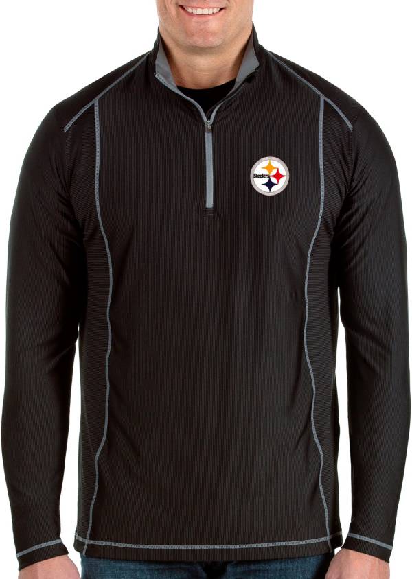 Antigua Men's Pittsburgh Steelers Tempo Black Quarter-Zip Pullover