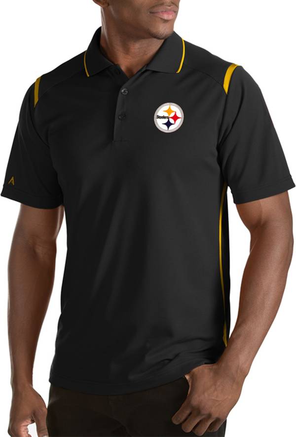Antigua Men's Pittsburgh Steelers Merit Black Xtra-Lite Polo product image