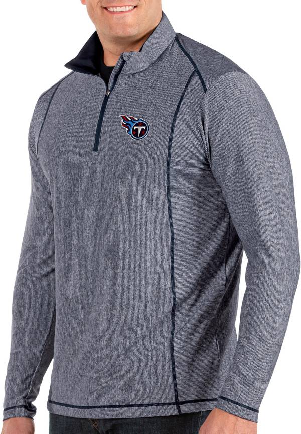 Antigua Men's Tennessee Titans Tempo Navy Quarter-Zip Pullover