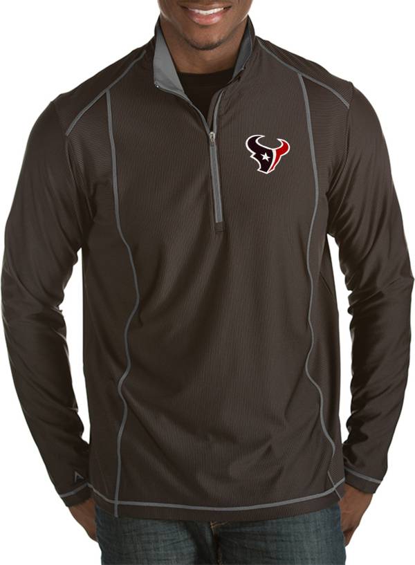 Antigua Men's Houston Texans Tempo Black Quarter-Zip Pullover