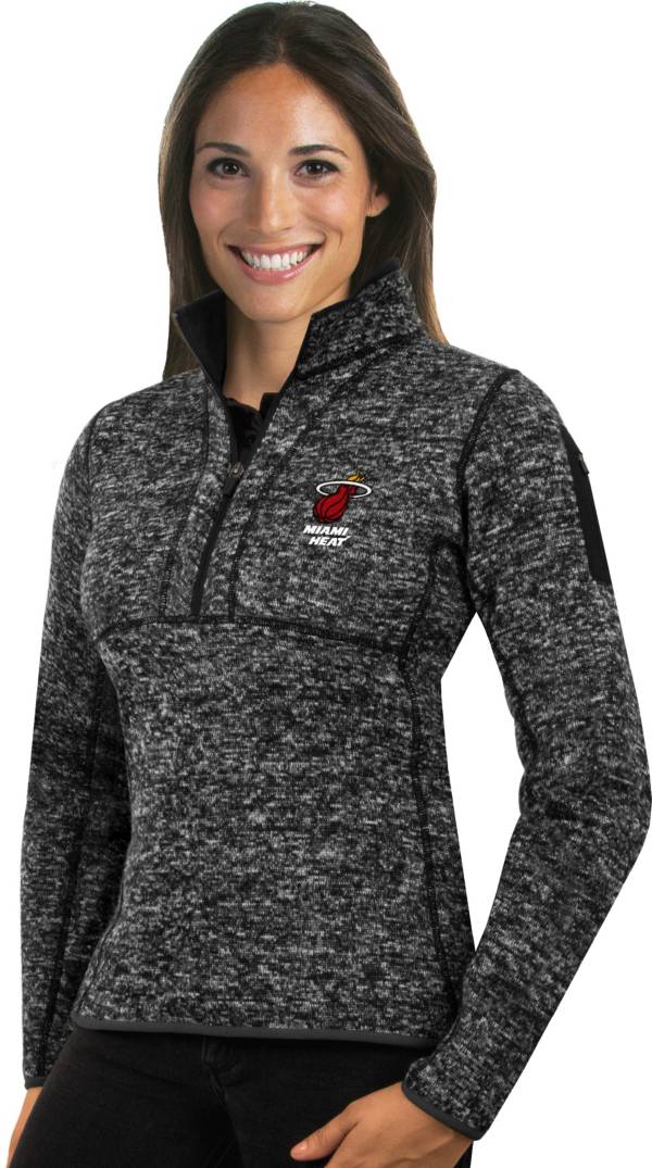 Antigua Women's Miami Heat Fortune Black Half-Zip Pullover