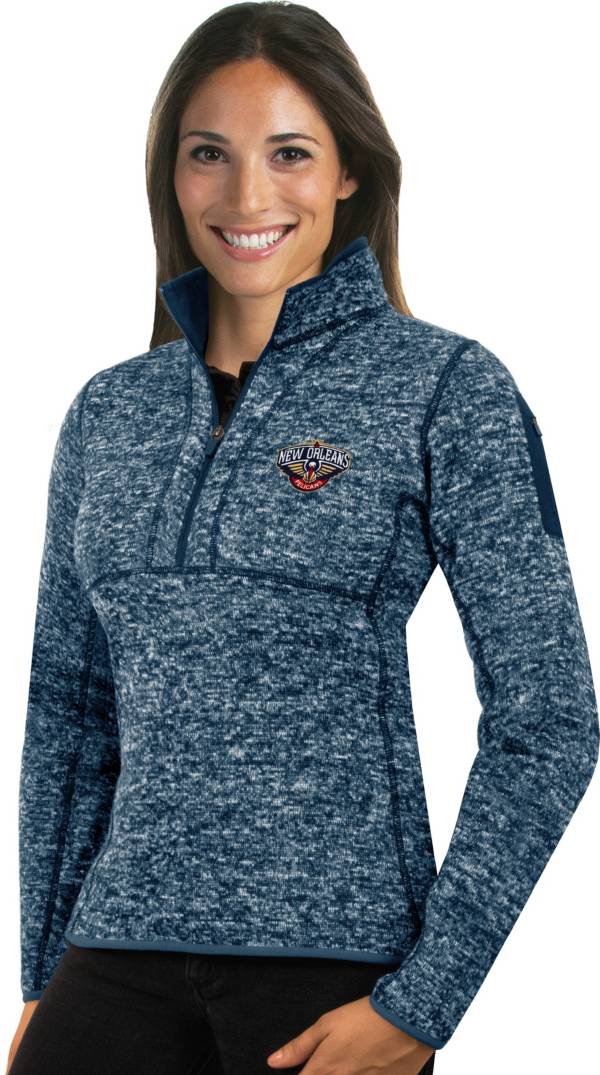 Antigua Women's New Orleans Pelicans Fortune Navy Half-Zip Pullover product image