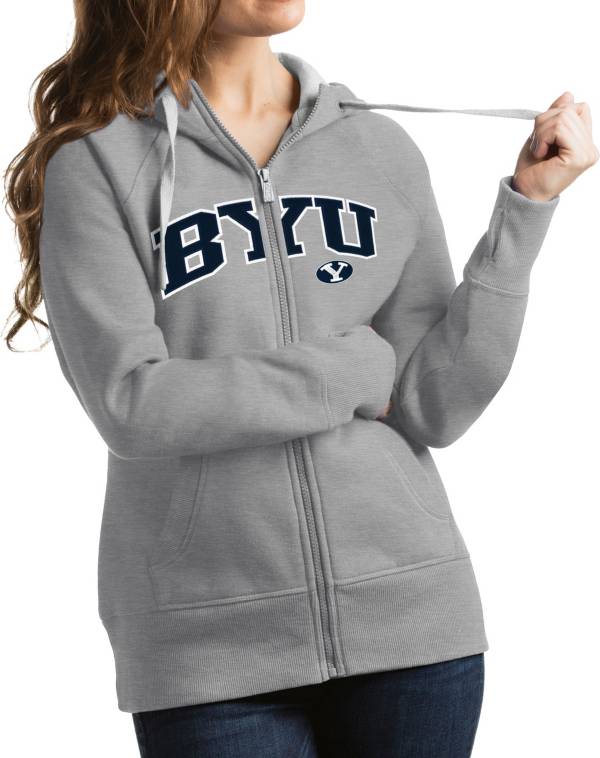 Antigua Women's BYU Cougars Grey Victory Full-Zip Hoodie