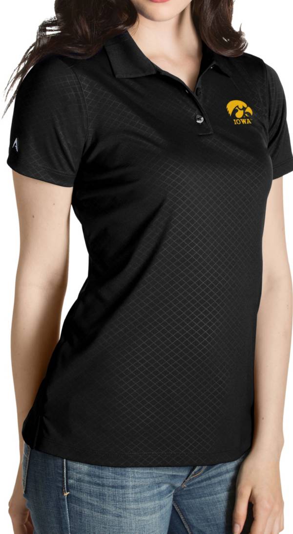 Antigua Women's Iowa Hawkeyes Black Inspire Performance Polo