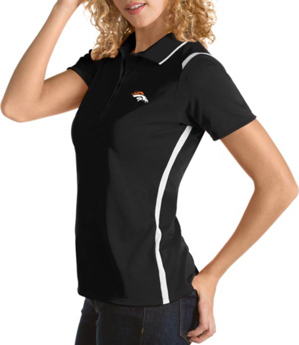 Antigua Women's Denver Broncos Merit Black Xtra-Lite Pique Polo