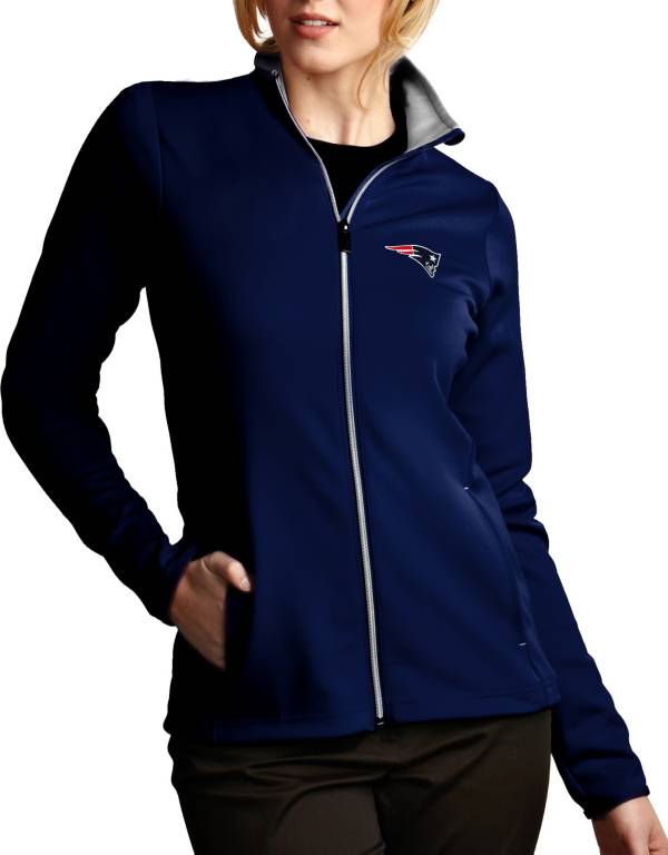Antigua Women's New England Patriots Leader Full-Zip Navy Jacket