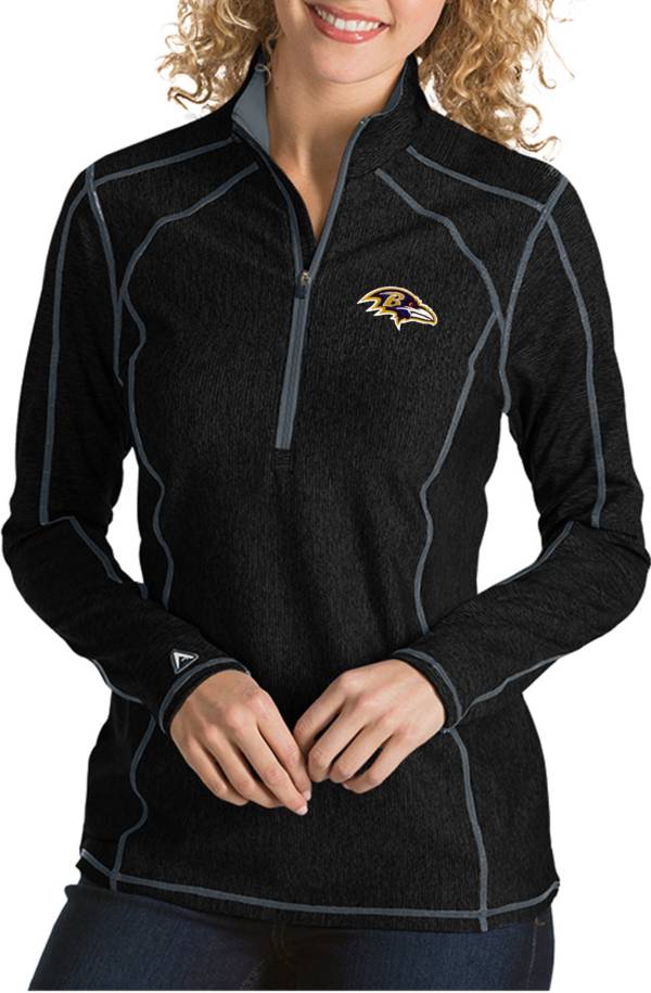 Antigua Women's Baltimore Ravens Tempo Black Quarter-Zip Pullover