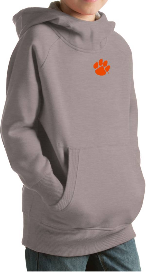 Antigua Youth Clemson Tigers Grey Victory Pullover Hoodie