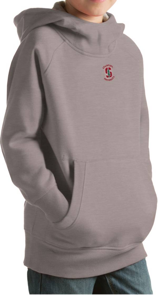 Antigua Youth Stanford Cardinal Grey Victory Pullover Hoodie