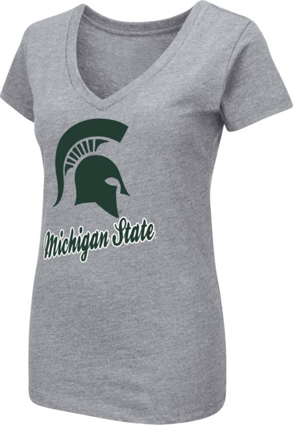 Colosseum Women's Michigan State Spartans Grey Dual Blend V-Neck T-Shirt product image