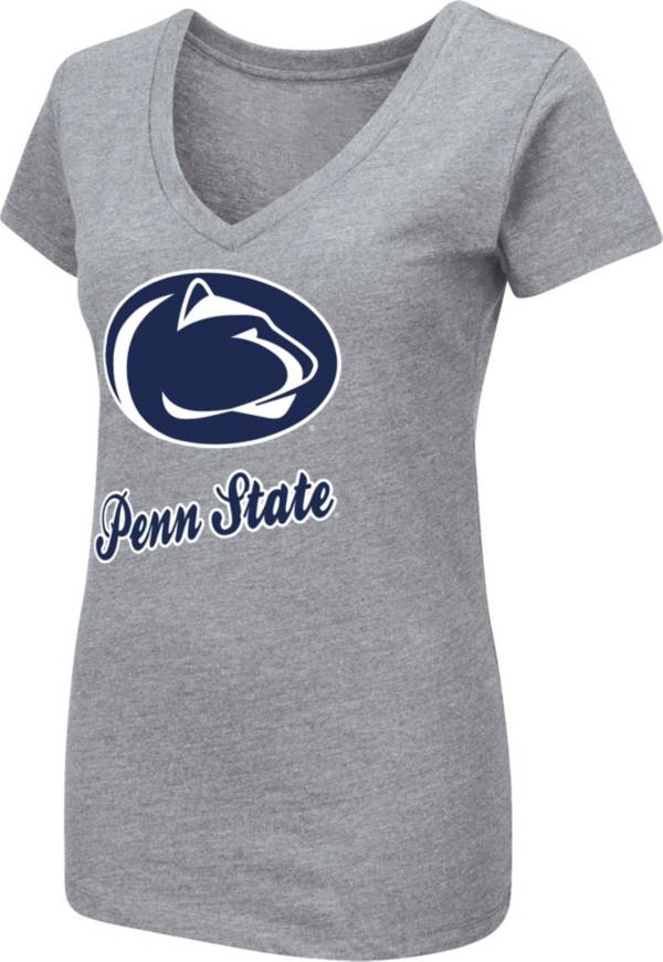 Colosseum Women's Penn State Nittany Lions Grey Dual Blend V-Neck T-Shirt
