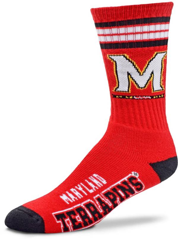 For Bare Feet Maryland Terrapins 4-Stripe Deuce Crew Socks