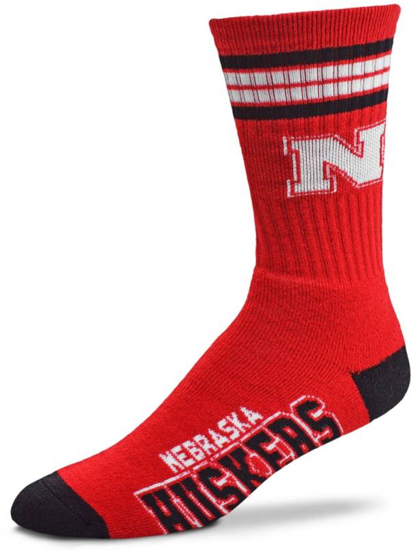 For Bare Feet Nebraska Cornhuskers 4-Stripe Deuce Crew Socks