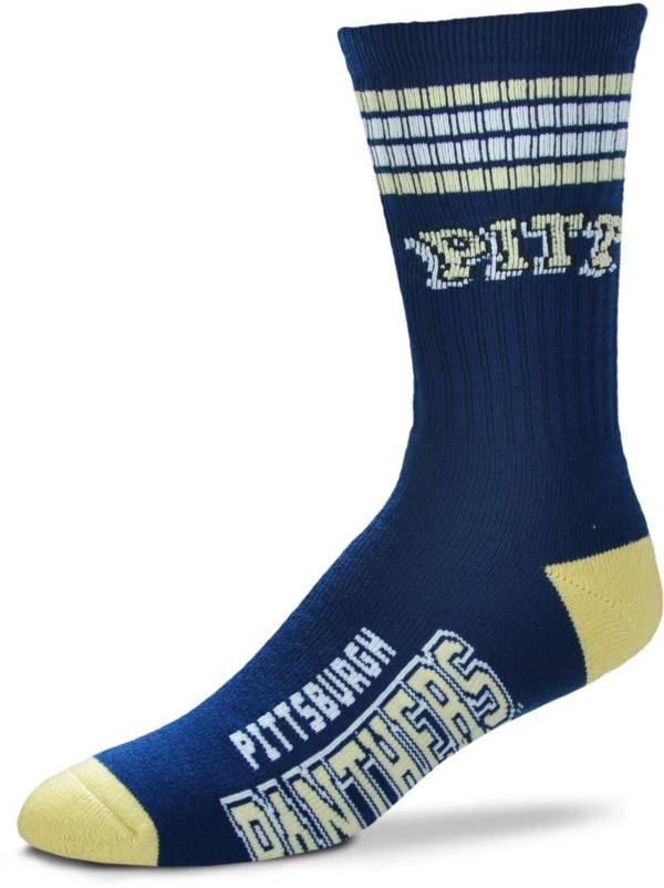 For Bare Feet Pitt Panthers 4-Stripe Deuce Crew Socks