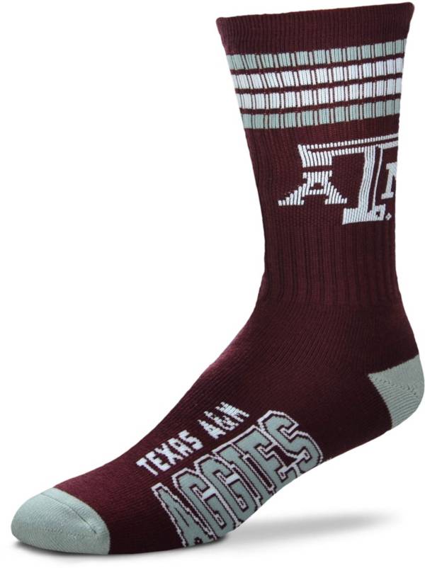 For Bare Feet Texas A&M Aggies 4-Stripe Deuce Crew Socks