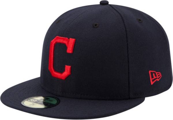 New Era Men's Cleveland Indians 59Fifty Road Navy Authentic Hat