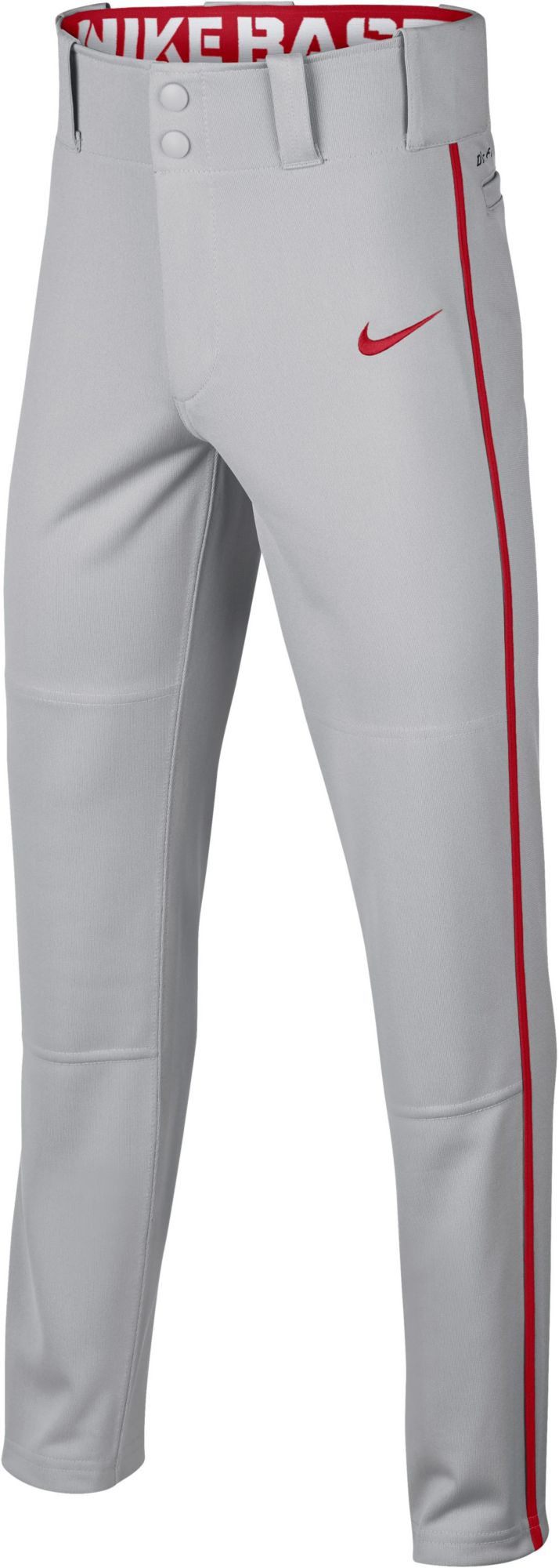 nike white baseball pants with red piping