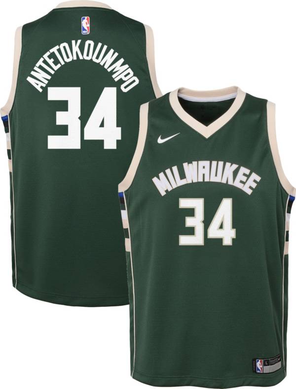 Giannis Antetokounmpo #34 Basketball Jersey Milwaukee Bucks Black Green White 