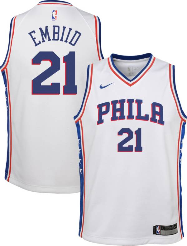 Nike Youth Philadelphia 76ers Joel Embiid #21 White Dri-FIT Swingman Jersey