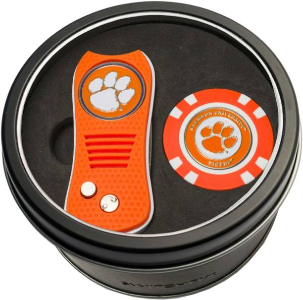 Team Golf Clemson Tigers Switchfix Divot Tool and Poker Chip Ball Marker Set