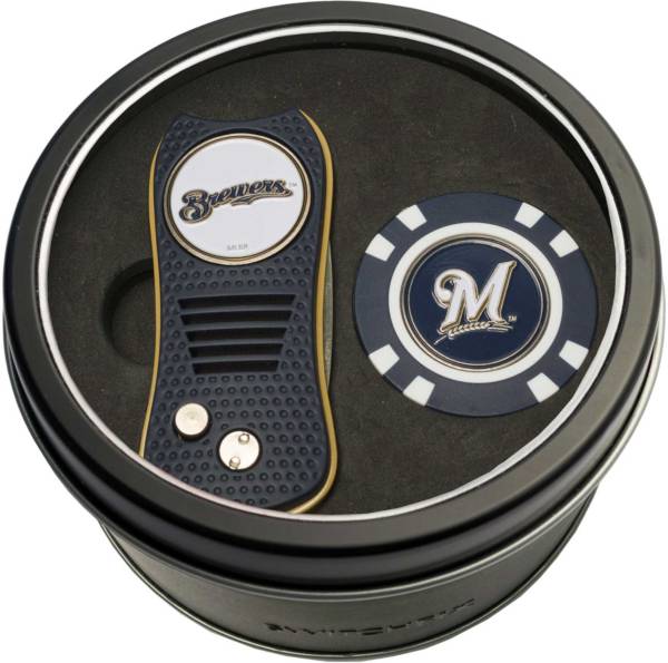 Team Golf Milwaukee Brewers Switchfix Divot Tool and Poker Chip Ball Marker Set