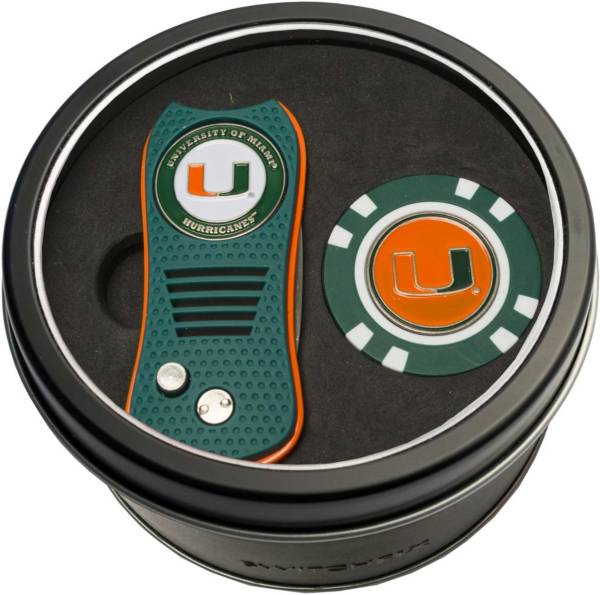 Team Golf Miami Hurricanes Switchfix Divot Tool and Poker Chip Ball Marker Set