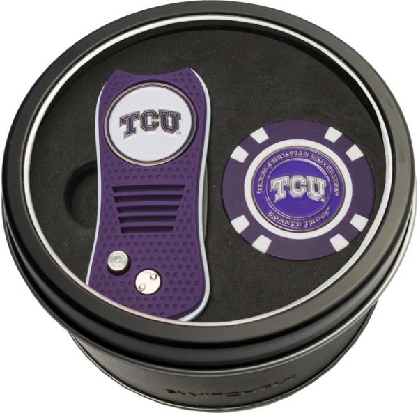 Team Golf TCU Horned Frogs Switchfix Divot Tool and Poker Chip Ball Marker Set