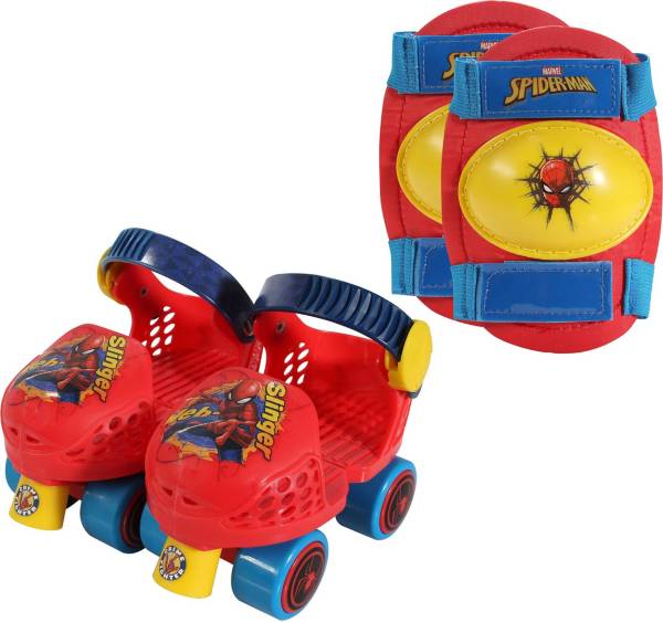 Playwheels Boys' Spider-Man Roller Skates and Knee Pads