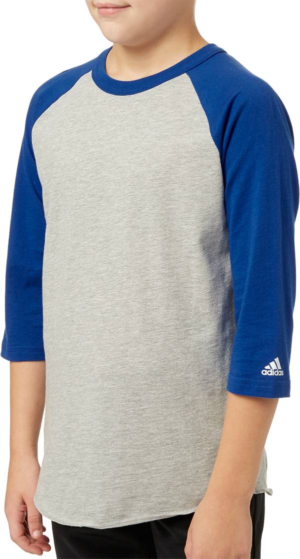 adidas Youth Triple Stripe ¾ Sleeve Heather Baseball Shirt