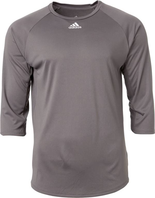 adidas Men's Triple Stripe ¾ Sleeve Tech Baseball Practice Shirt