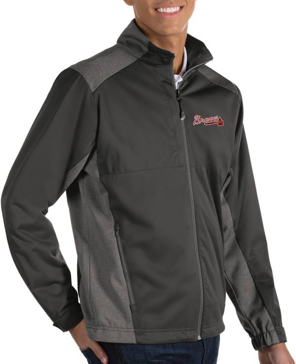 Antigua Men's Atlanta Braves Revolve Grey Full-Zip Jacket