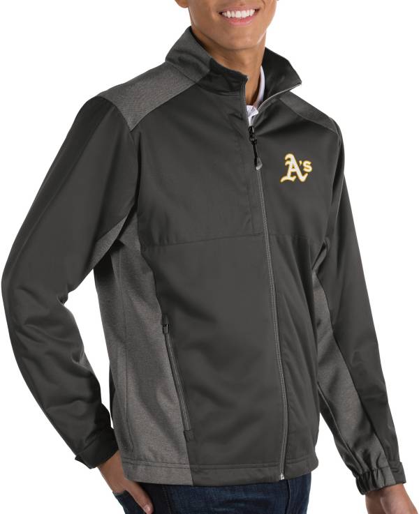 Antigua Men's Oakland Athletics Revolve Grey Full-Zip Jacket