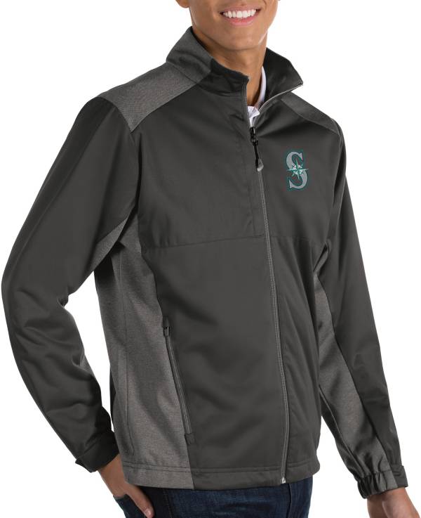 Antigua Men's Seattle Mariners Revolve Grey Full-Zip Jacket