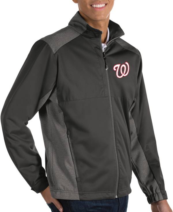 Antigua Men's Washington Nationals Revolve Grey Full-Zip Jacket