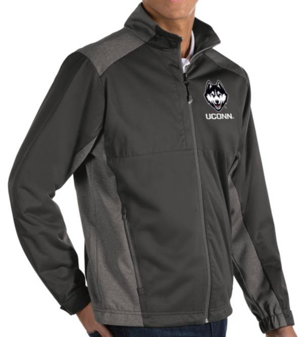 Antigua Men's UConn Huskies Grey Revolve Full-Zip Jacket