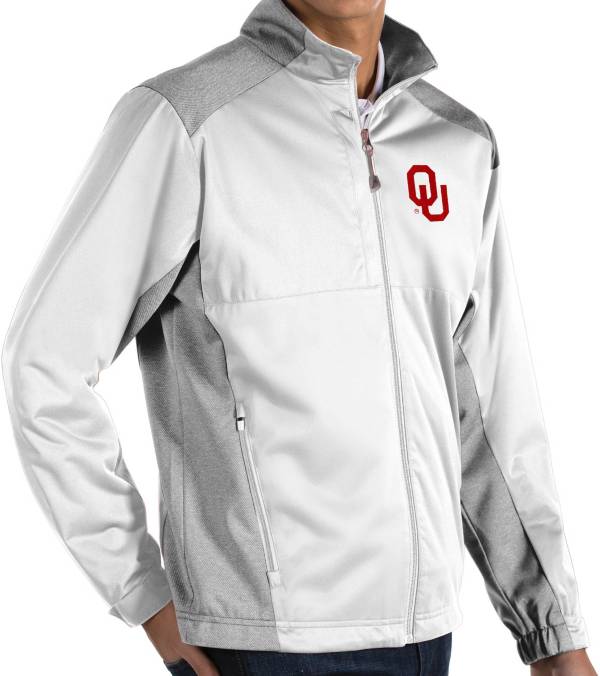 Antigua Men's Oklahoma Sooners White Revolve Full-Zip Jacket