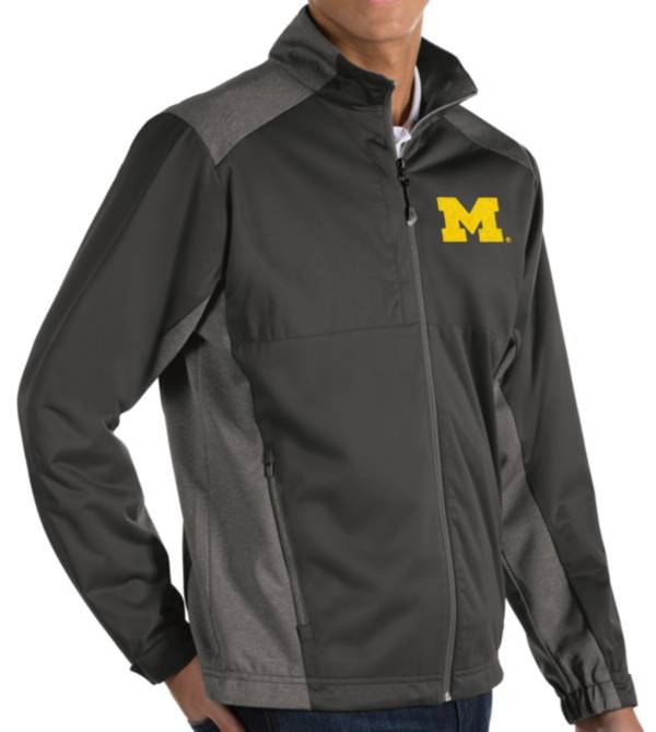 Antigua Men's Michigan Wolverines Grey Revolve Full-Zip Jacket