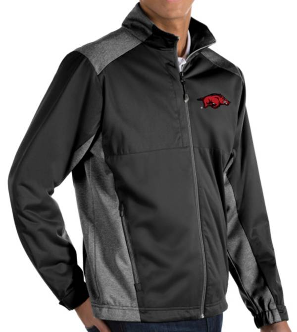 Antigua Men's Arkansas Razorbacks Revolve Full-Zip Black Jacket