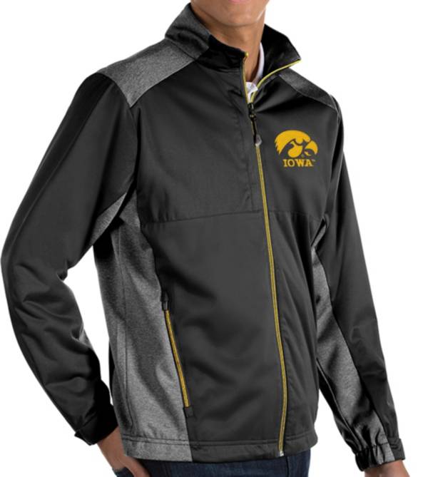 Antigua Men's Iowa Hawkeyes Revolve Full-Zip Black Jacket