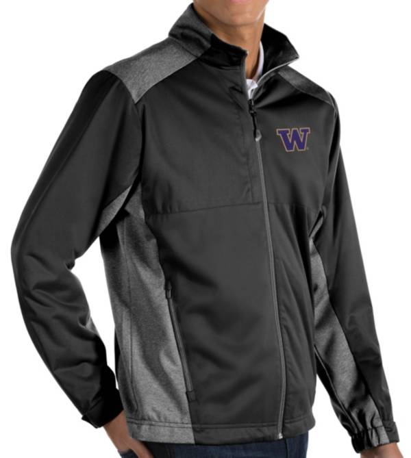 Antigua Men's Washington Huskies Revolve Full-Zip Black Jacket