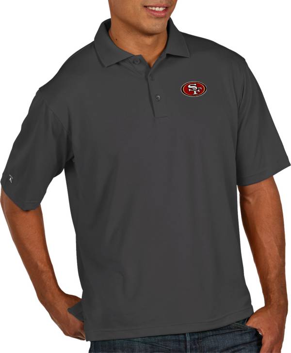 Antigua Men's San Francisco 49ers Pique Xtra-Lite Performance Smoke Polo