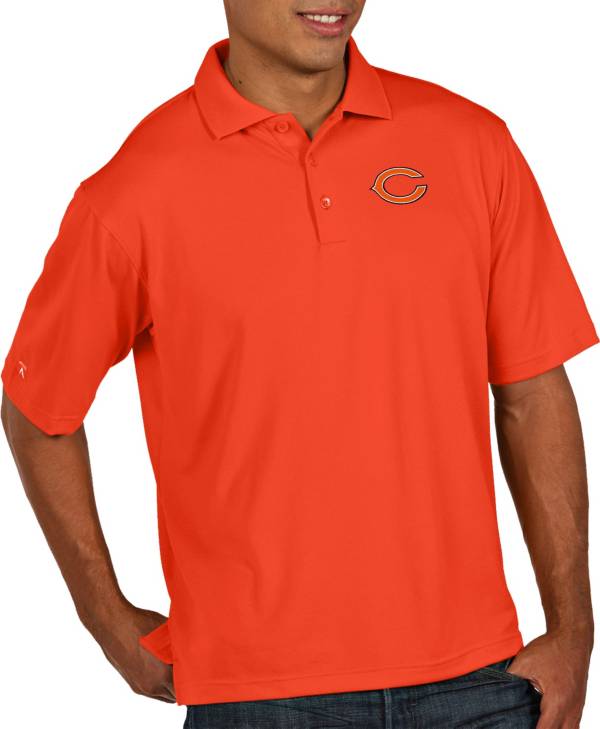 Antigua Men's Chicago Bears Pique Xtra-Lite Performance Orange Polo