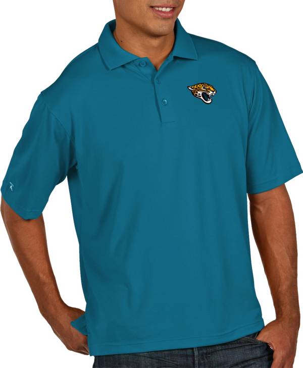 Antigua Men's Jacksonville Jaguars Pique Xtra-Lite Performance Teal Polo