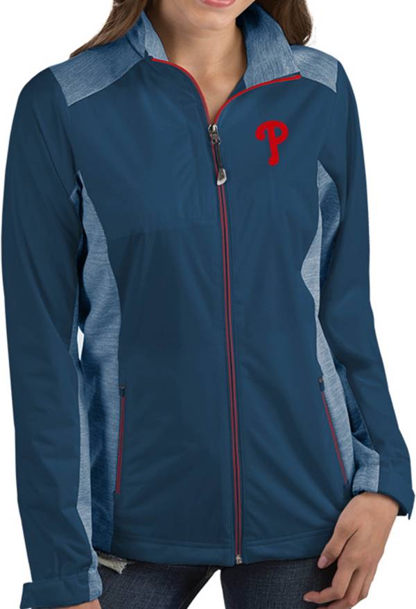 Antigua Women's Philadelphia Phillies Revolve Navy Full-Zip Jacket