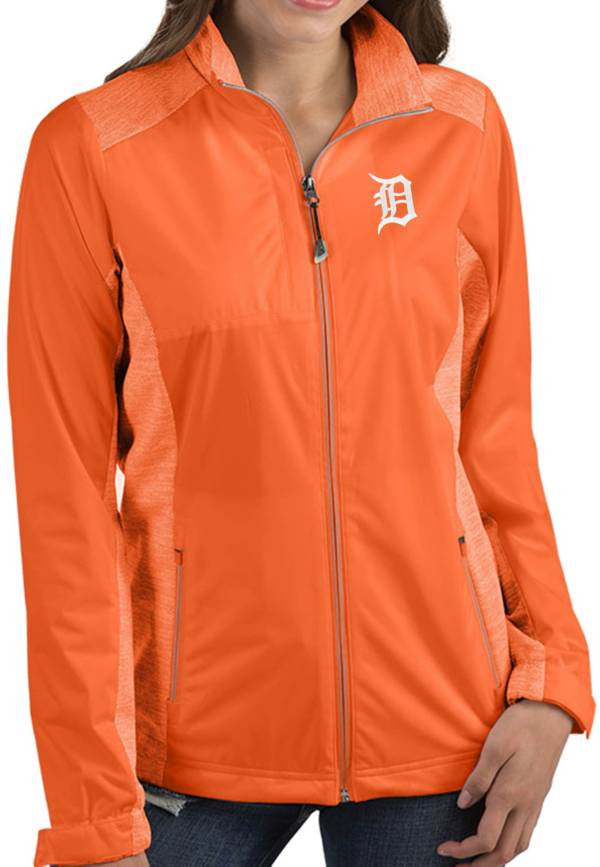 Antigua Women's Detroit Tigers Revolve Orange Full-Zip Jacket