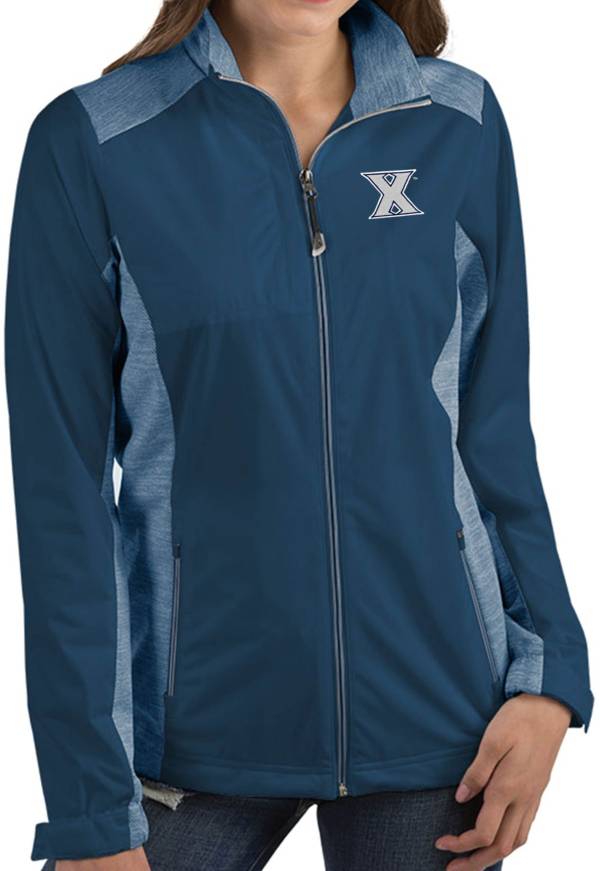 Antigua Women's Xavier Musketeers Blue Revolve Full-Zip Jacket