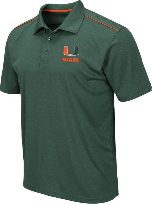 Colosseum Men's Miami Hurricanes Green Eagle Polo