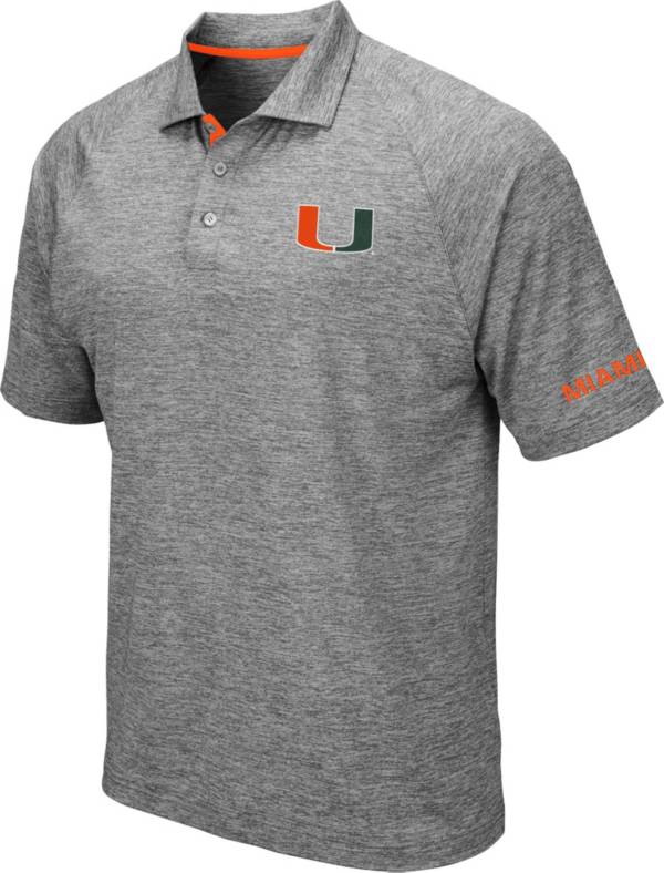 Colosseum Men's Miami Hurricanes Grey Chip Shot Polo